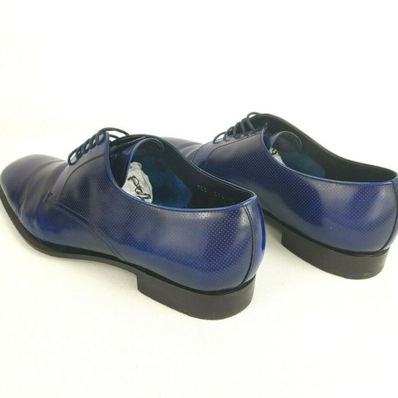 PRADA MEN'S BLUE LEATHER LACE UP SHOES SIZE US 10 - Picture 6 of 12